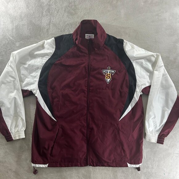 Teamwork Sport Jacket Size XL Red Long Sleeve Sweatshirt Zip Up Front Pockets - Picture 2 of 12